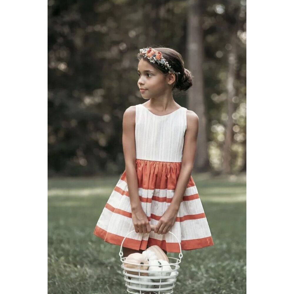 Well Dressed Wolf WDW Girls Size 18M Dress Pumpkin Spice Orange Linen Blend Lace